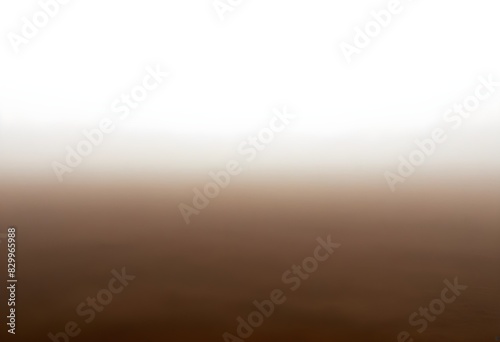 A vast, dusty landscape shrouded in a hazy, brown fog, with the horizon barely visible