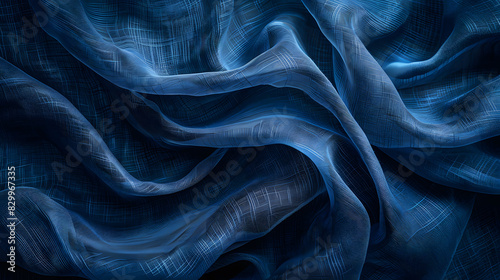Indigo texture silk background. Generative AI.