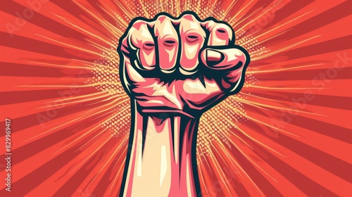 Man fist human rights power strong the concept of labor day and pride day artwork illustration
