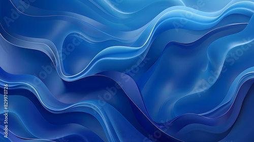 Liquid abstract background. Blue fluid vector banner template for social media, web sites. Wavy shapes. Generative AI.