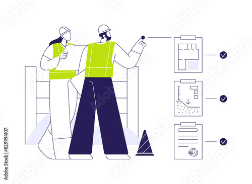 Construction documents abstract concept vector illustration.