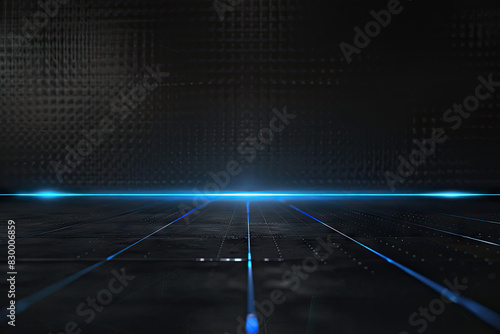 black cinematic background with a thin blue line grid over it