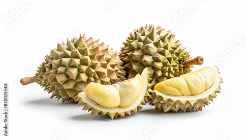 Fresh Durian Fruit on White Background The King of Fruits