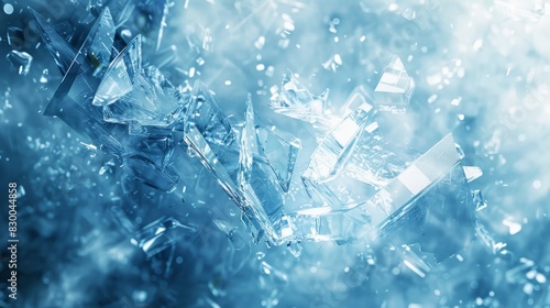 Winter-themed background with ice-like textures in blue and silver light refractions and glowing effect backdrop
