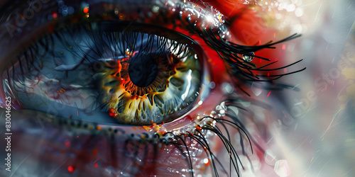 Eye Irritation: The Redness and Discomfort of Eye Pain - Visualize a scene where the eyes are red and irritated, possibly due to allergies or dryness, causing discomfort and blurred vision