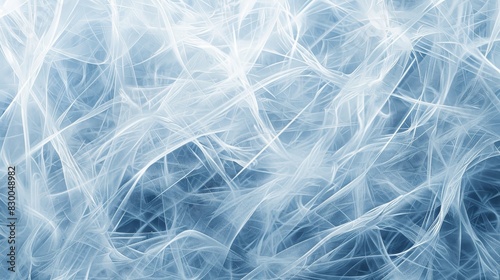 Icy blue and silver threads forming complex patterns with luminous accents and frosty textures in a background backdrop