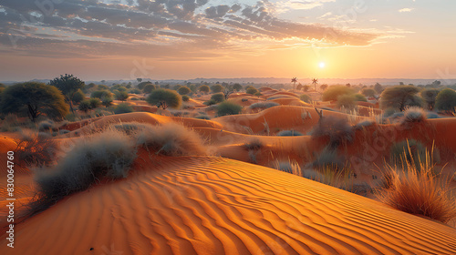 captivating image of Tharparkar Desert vast expanse of golden sand scattered vegetation Sindh Despite harsh condition desert home resilient community unique wildlife offering glimpse into challenge be