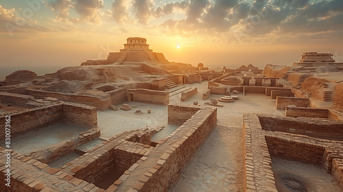 majestic image of Mohenjodaro archaeological site ancient ruin wellpreserved artifact dating back Indus Valley Civilization UNESCO World Heritage site offer insight into one of world's earliest urban 