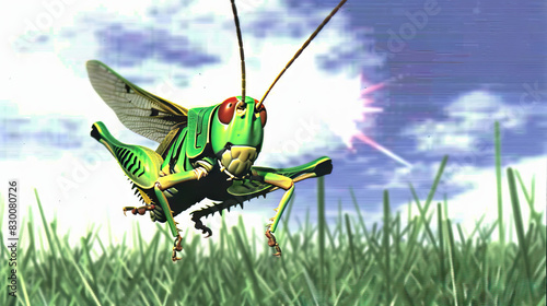 Grasshopper Jumps: The Leaping Antics of Grasshoppers - Visualize a scene where grasshoppers leap and bound through the grass, showcasing their powerful hind legs