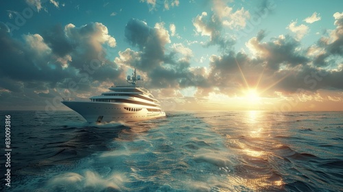 Luxurious Passenger Ship Voyage A Image of a Premium Cruise Experience on Tranquil Ocean Waters
