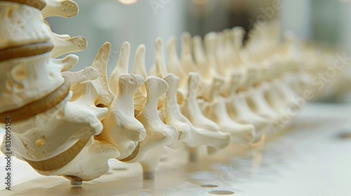 A close-up of a human spine model, demonstrating the curvature and intervertebral discs that provide support and flexibility