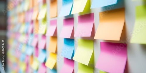 Colorful sticky notes on whiteboard for organization and reminders. Concept Colorful Sticky Notes, Organization, Reminders, Productivity, Whiteboard