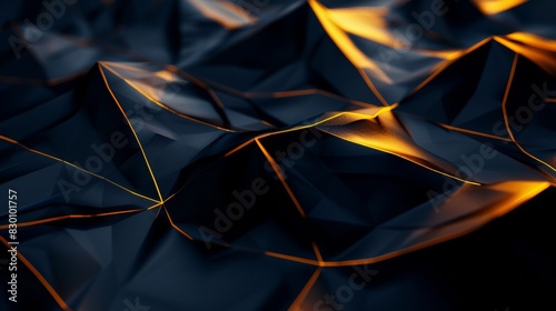 Futuristic black and orange abstract design with geometric shapes and sharp angles creating a modern and dynamic visual effect. Generative Ai