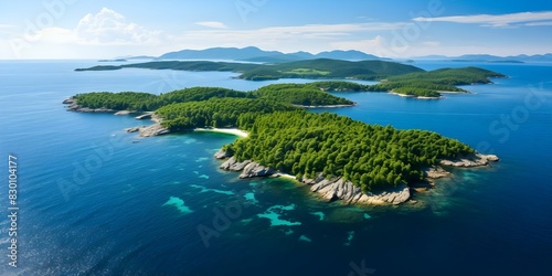 Aerial View of a Verdant Island in the Adriatic Sea, Croatia. Concept Aerial Photography, Nature Scenes, Island Landscape, Travel Destinations, Adriatic Sea