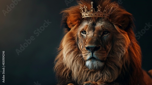 lion on a dark background with a crown
