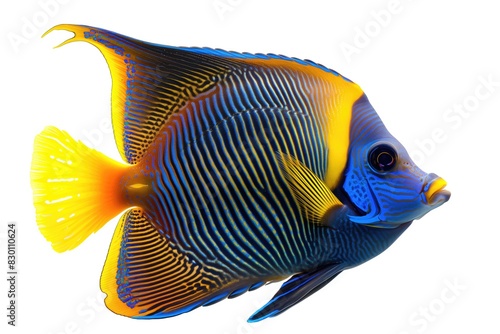 Bright Palette Surgeonfish Isolated on White Background
