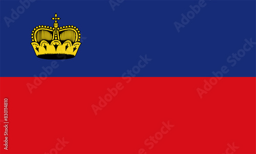 The flag of liechtenstein . Flag icon. Standard color. Vector illustration. 