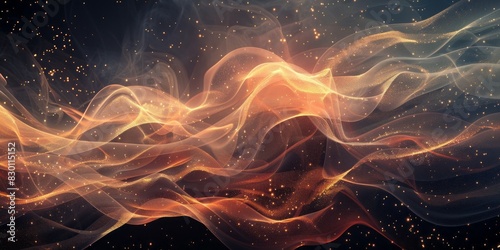 Computer generated illustration of a powerful wave of fire engulfing the scene with intensity