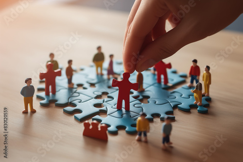jigsaw puzzle pieces in the assembling game for partnership or teamwork in business