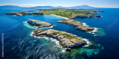 Bird's Eye View of the Kornati Islands National Park in Croatia's Adriatic Sea. Concept Travel, Croatia, Kornati Islands National Park, Adriatic Sea, Aerial Photography