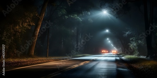 Creating a Dramatic Nighttime Atmosphere with Police Car Sirens and Flashing Lights. Concept Nighttime Photoshoot, Police Car, Flashing Lights, Dramatic Atmosphere, Creative Concepts