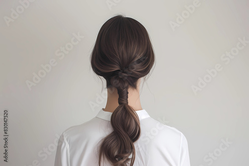 Low Ponytail - A sleek and sophisticated hairstyle where the hair is gathered at the nape of the neck and secured with a hair tie, offering a refined and timeless look 