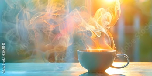 Ascending Vapor: A Freshly Brewed Morning Tea Ritual. Concept Morning Tea Ritual, Freshly Brewed, Ascending Vapor, Calming Start to the Day