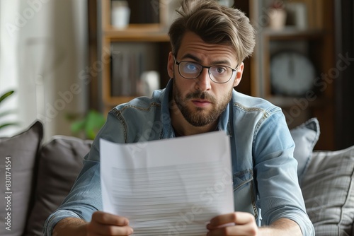 Man sitting on couch reading paper