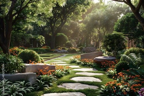 The landscape design effect picture of the garden