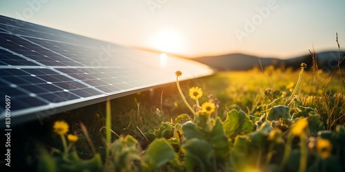 Advancing Environmental Protection with Sustainable Renewable Energy Sources such as Solar and Wind. Concept Environmental Protection, Sustainable Energy, Solar Power, Wind Energy