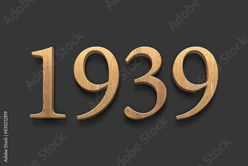 3D wooden logo of number 1939 on dark grey background.