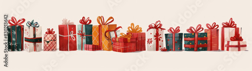 Festive Christmas Gifts, Assorted holiday gift illustrations, Cheerful and Festive, Seasonal Joy