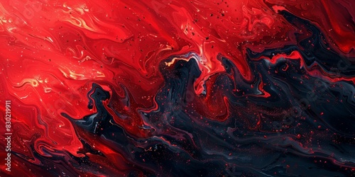 Red and black liquid mixing together