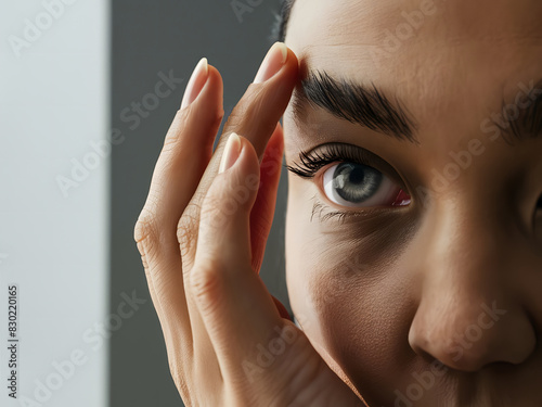 Mujer utilizando lentes de contacto