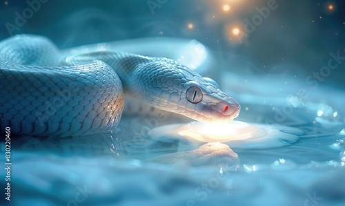 White snake on white background