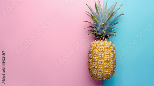 colour pineapple on pink and blue background 