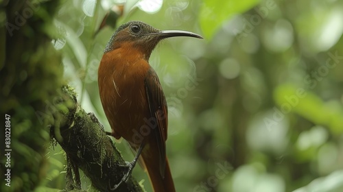  A bird sits on a tree branch, surrounded by numerous green leaves The background subtly blurs with more leaves and branches