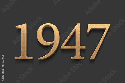 3D wooden logo of number 1947 on dark grey background.