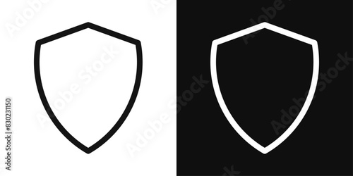 Shield interrogation icon set. Privacy guarantee shield vector icon in safety guard strong shield shape icon. Secure safeguard web sign.
