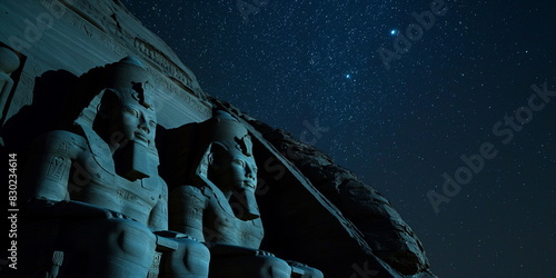 At night at the temple of Abu Simbel Egypt the lig_003