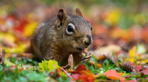 Brown squirrel looking for nourishment