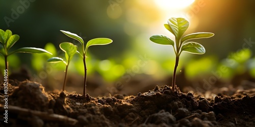Cultivating Sustainability: New Growth in a Field with Fertile Soil. Concept Sustainable Practices, Environmental Conservation, Soil Health, New Growth, Fertile Fields