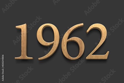 3D wooden logo of number 1962 on dark grey background.