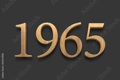 3D wooden logo of number 1965 on dark grey background.