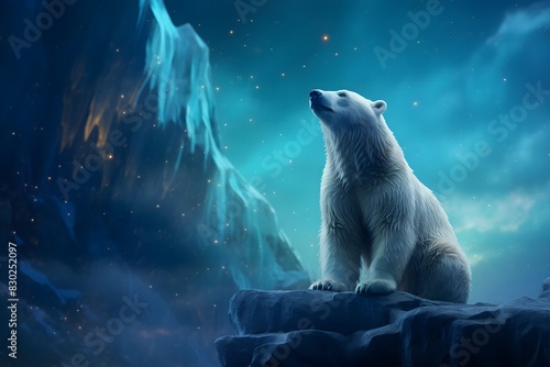 polar bear night aurora borealis