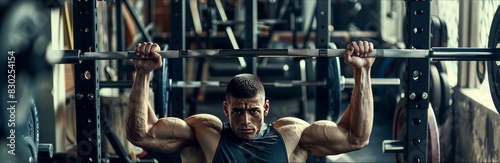 bodybuilder doing bench press exercise in the gym
