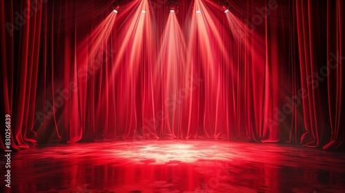 Magic theater stage red curtains show 