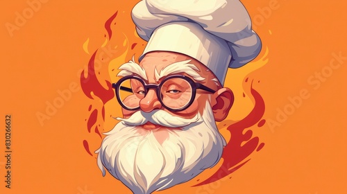 Logo featuring a lively cartoon mascot a funky old man chef