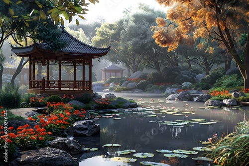 Chinese style garden landscape,äº­å°æ¥¼é˜,å°æ¡¥æµæ°´,å‡å±±æ€ªçŸ³