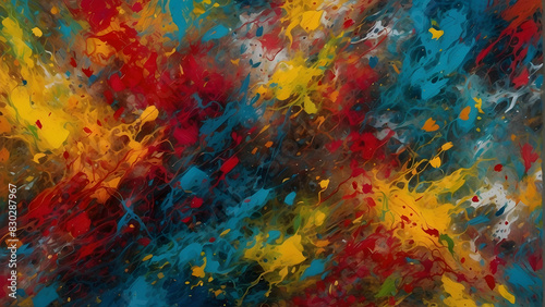 Vivid abstract painting with chaotic colors